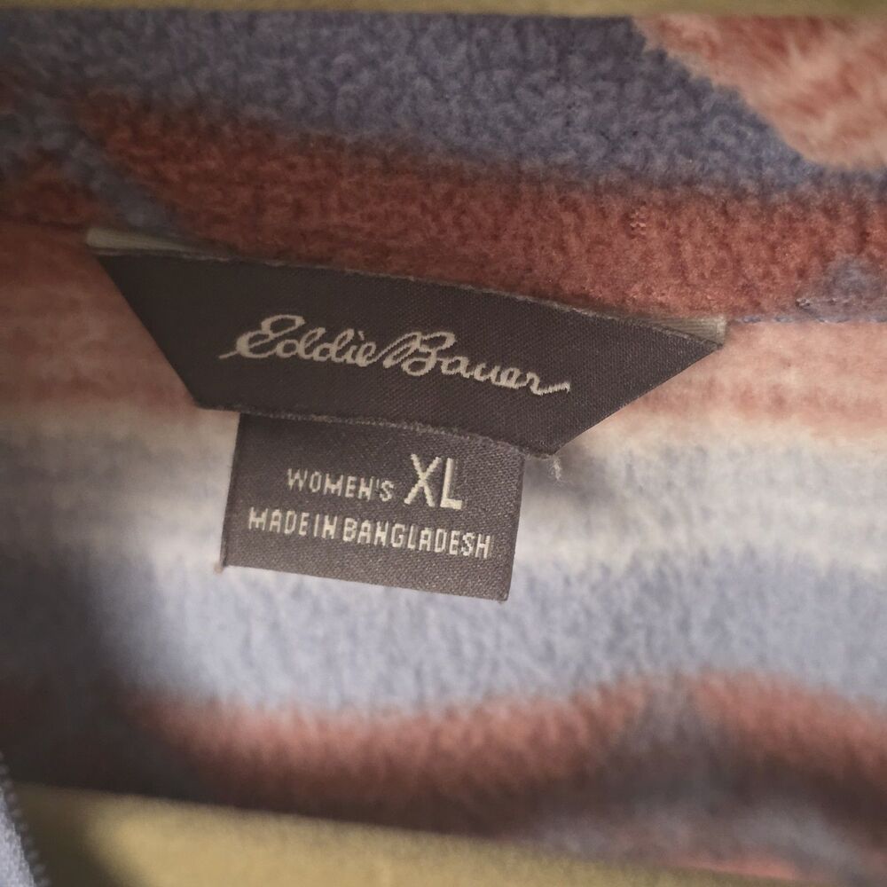Eddie Bauer Pullover 1/4 Zip Size XL Aztec Western Cowgirl Brown Blue Southwest - Picture 3 of 6